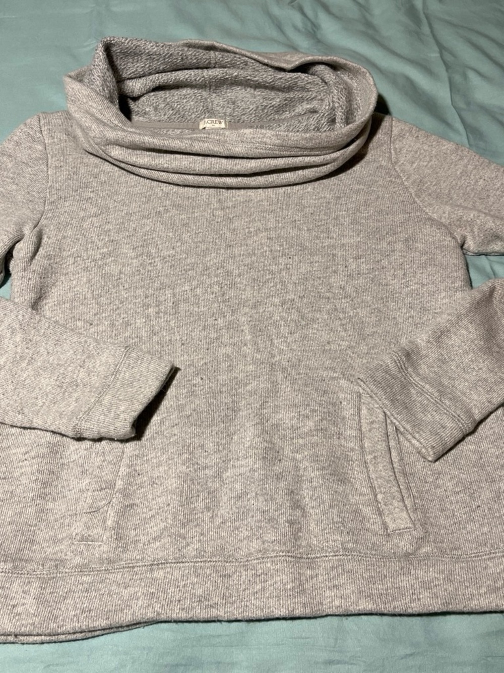 J. Crew Heather Gray Cowlneck Pullover Sweater